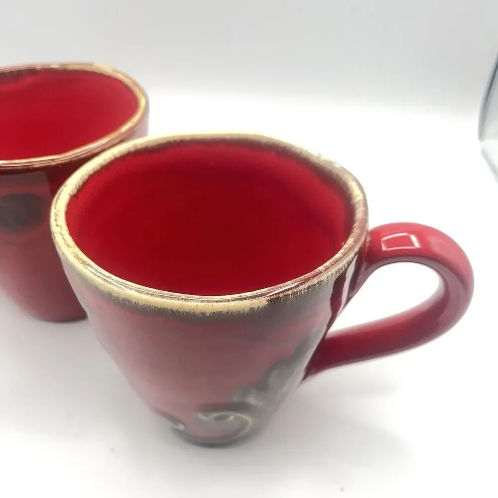 Pier 1 Vania Deep Red Mugs - Set Of 2